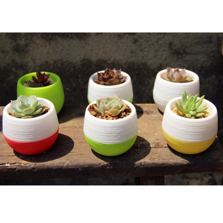 Colourful Mini Round Plastic Plant Flower Pot Garden Home Office Decoration Nursery Pots Plant Flowerpot with Water Tank, Random Color Delivery by bashfashion