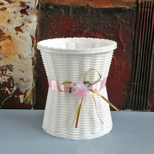 Plastic Flower Pots Medium Size Flower Pots Fashion Balcony Garden Plant Planter Home Decoration, Ribbon Random Color Delivery by bashfashion