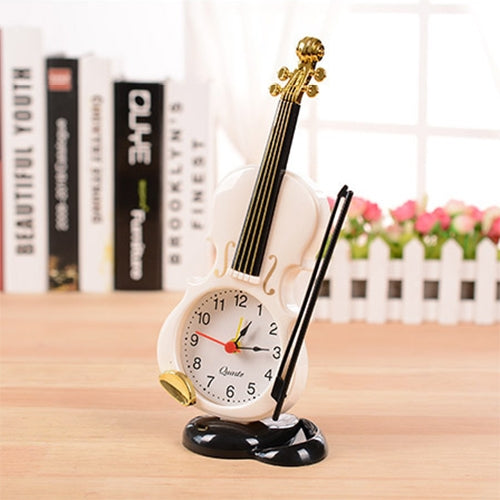 Multi-functional Originality Violin Electronics Pointer Alarm Clock with Pen Holder (White) by bashfashion