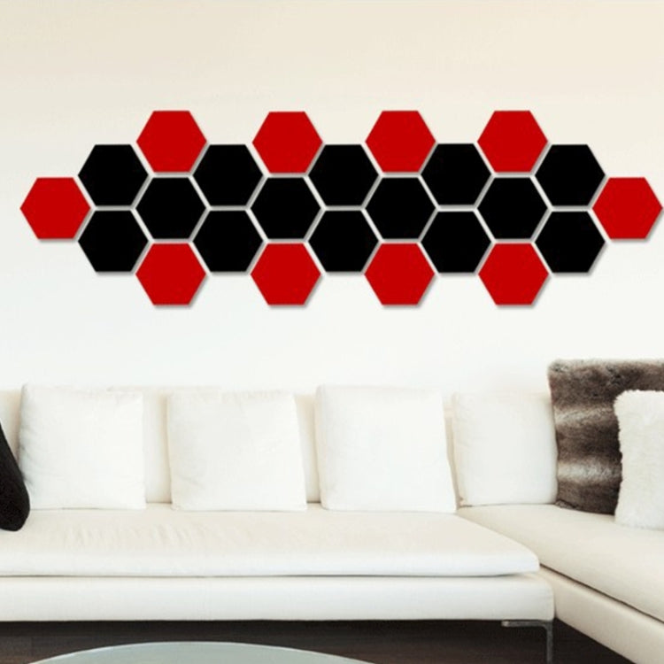 12 PCS 3D Hexagonal Mirror Wall Stickers Set, Size: 8*8cm(Black) by bashfashion