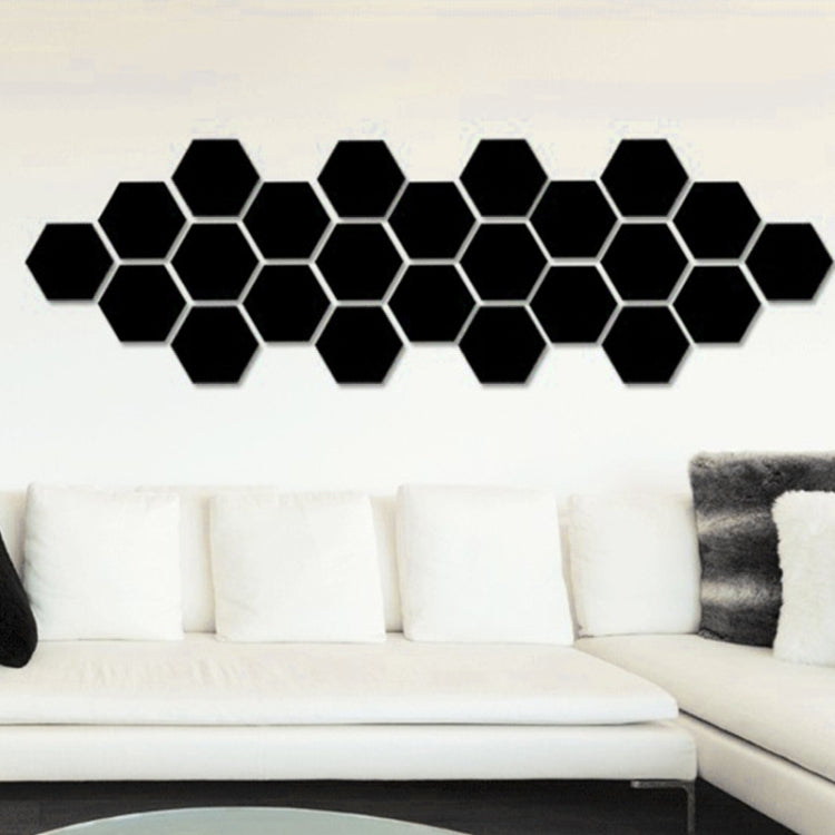 12 PCS 3D Hexagonal Mirror Wall Stickers Set, Size: 4*4cm(Black) by bashfashion