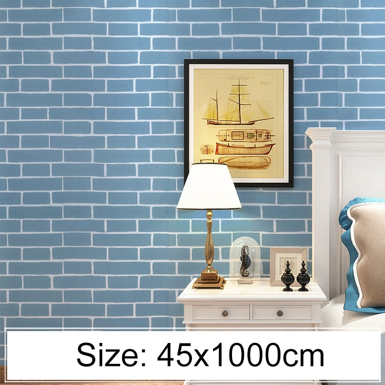 Creative PVC Autohesion Brick Decoration Wallpaper Stickers Bedroom Living Room Wall Waterproof Wallpaper Roll, Size: 45 x 1000cm(Blue) by bashfashion