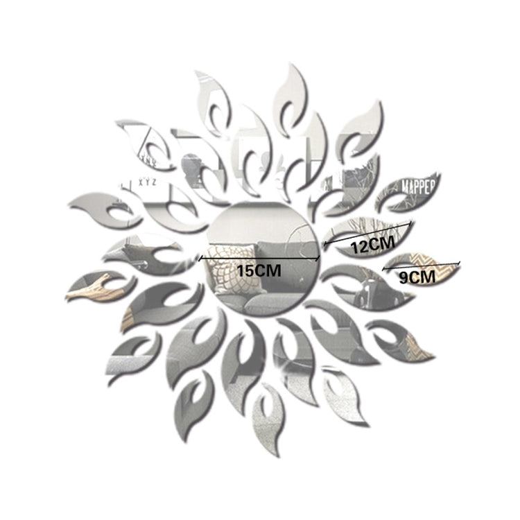 Sunflower Mirror Wall Sticker Bedroom Living Room Decoration Wall Stickers(Silver) by bashfashion
