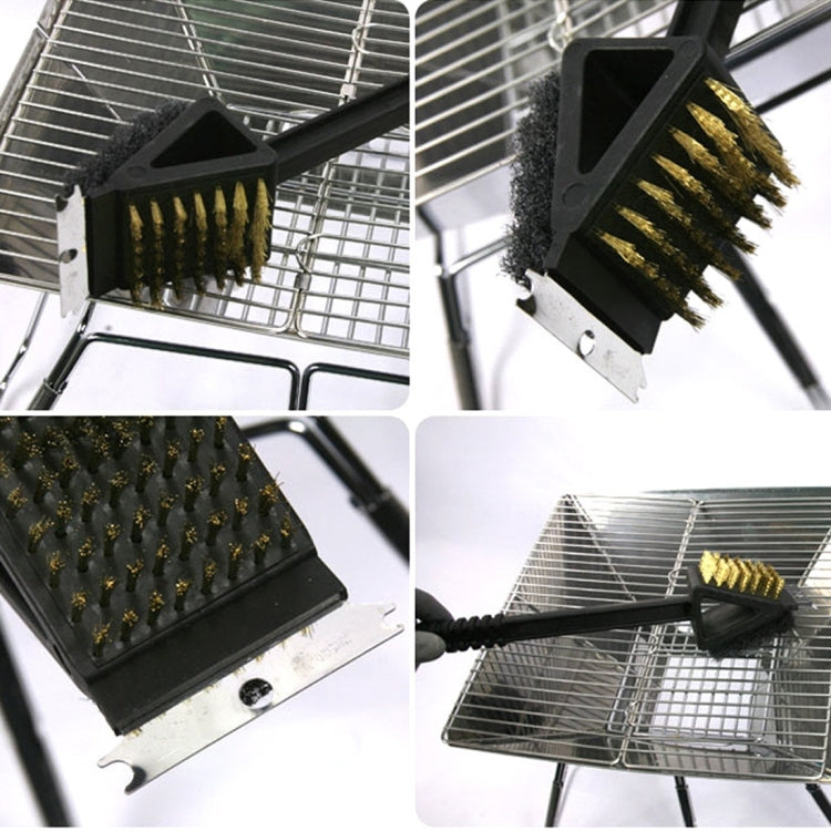 3 in 1 Copper Wire BBQ Grill Brush Long Handle Barbecue Grill Oven Cleaning Brush Cleaner by bashfashion