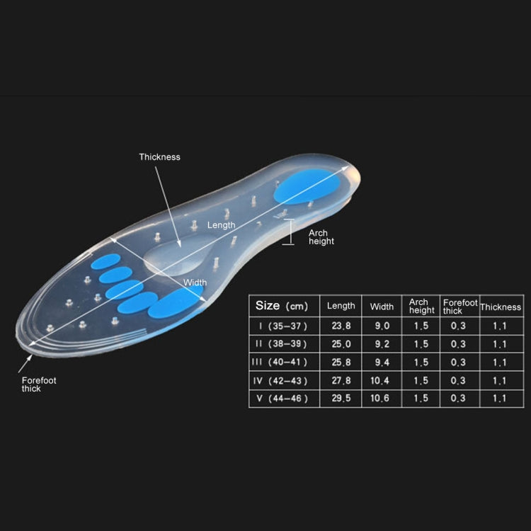 1 Pair Transparent Cushioning Silica Gel Insoles Size: 44-46yards by bashfashion