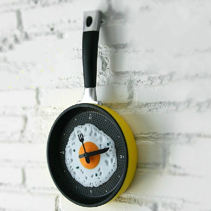 Fried Egg Pan Shape Creative Living Room Decorative Wall Clock (Yellow) by bashfashion