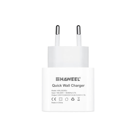 HAWEEL PD 20W Single USB-C / Type-C Interface QC Travel Charger, Support Full QC Protocol, EU Plug by bashfashion