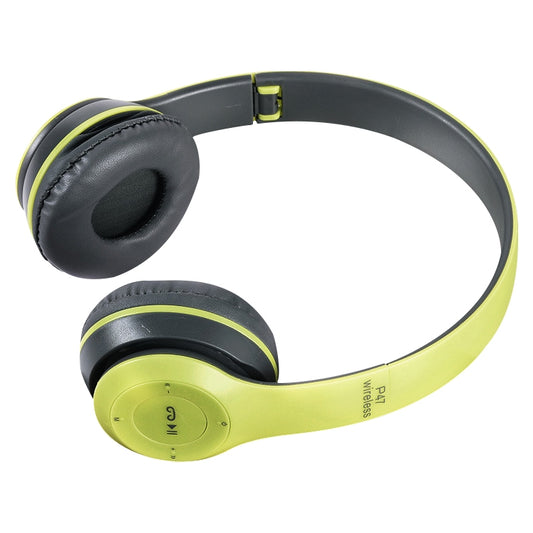P47 Foldable Wireless Bluetooth Headphone with 3.5mm Audio Jack, Support MP3 / Call (Green) by bashfashion