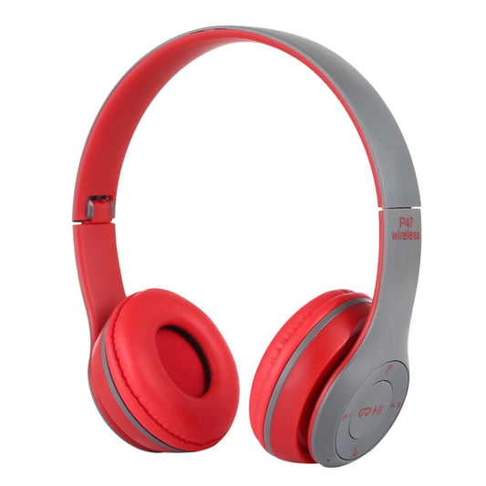 P47 Foldable Wireless Bluetooth Headphone with 3.5mm Audio Jack, Support MP3 / Call(Red) by bashfashion