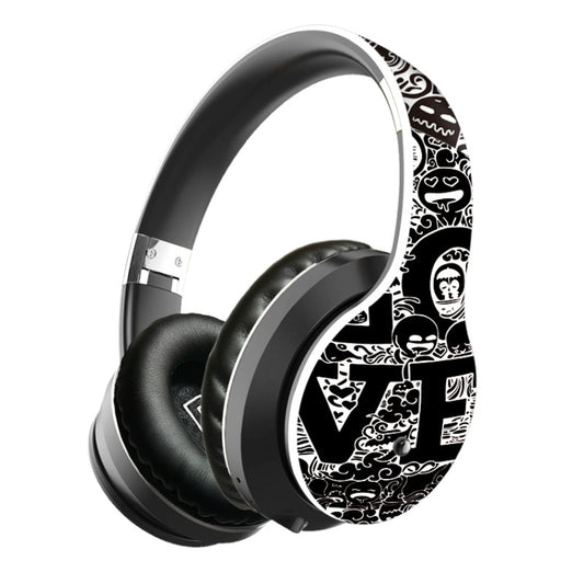 B1 Graffiti Pattern Wireless Bluetooth V5.0 Headset (Black White) by bashfashion