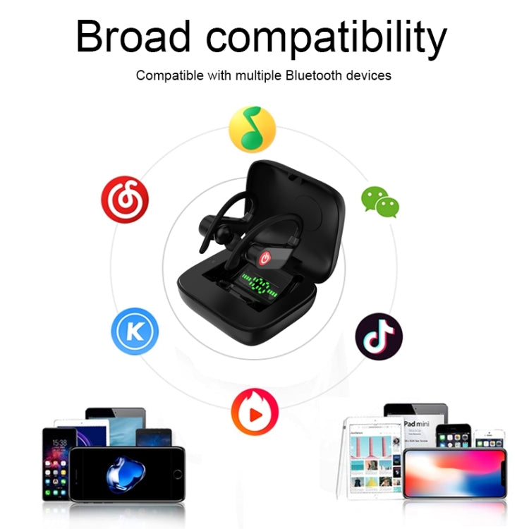 Q83 Wireless Ear-mounted Sports Bluetooth Earphone with Charging Box, Supports Three-screen LED Power Display & Power Bank by bashfashion