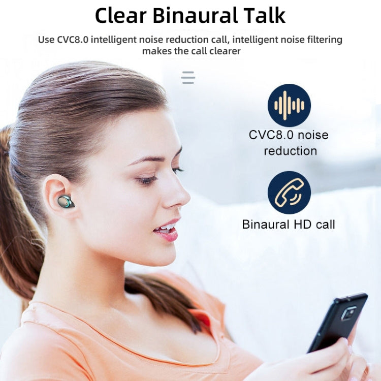 F9-5C Four-bar Breathing Light + Digital Display Noise Reduction Bluetooth Earphone(Black) by bashfashion