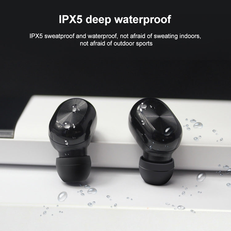 ETE-15 Waterproof Bluetooth 5.0 Binaural Touch Control TWS Wireless Earphones (Black) by bashfashion