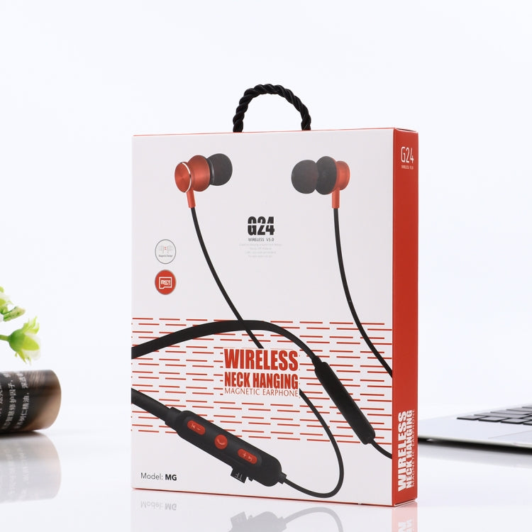 MG-G24 Bluetooth 4.2 Sport Wireless Bluetooth Earphone, Support Card(Black Red) by bashfashion