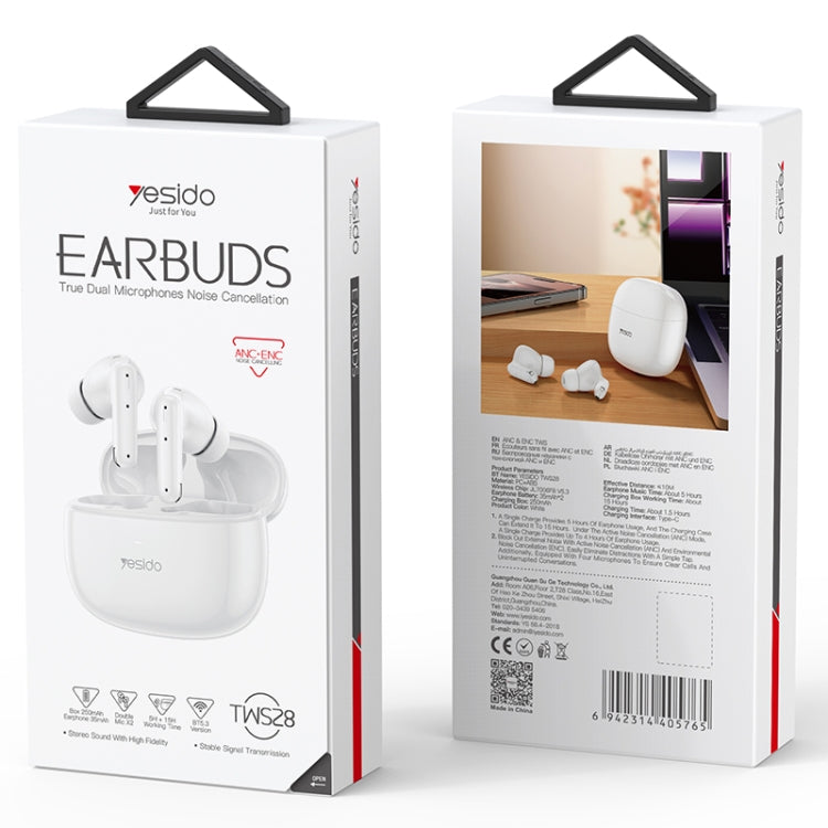 Yesido TWS28 ANC+ENC Dual Noise Reduction Smart TWS Wireless Bluetooth Earphone (Beige) by Yesido