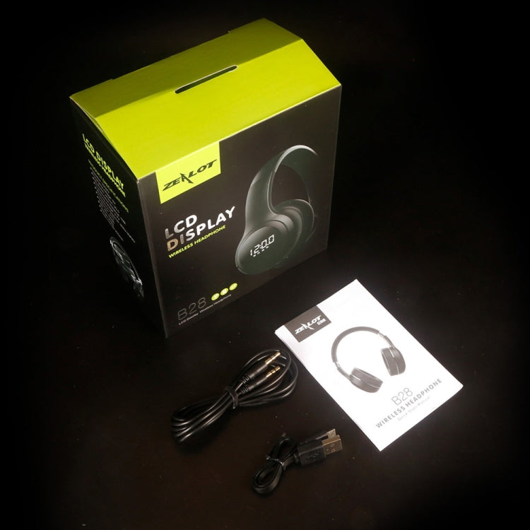 ZEALOT B28 Folding Headband Bluetooth Stereo Music Headset with Display (Black) by ZEALOT