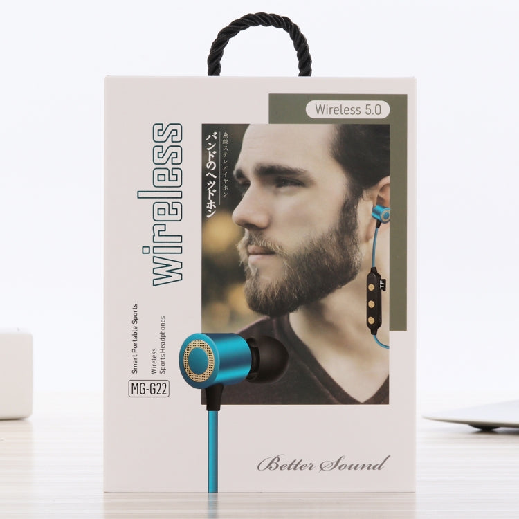 MG-G22 Portable Sports Magnetic Absorption Bluetooth V5.0 Bluetooth Headphones, Support TF Card(Blue) by bashfashion