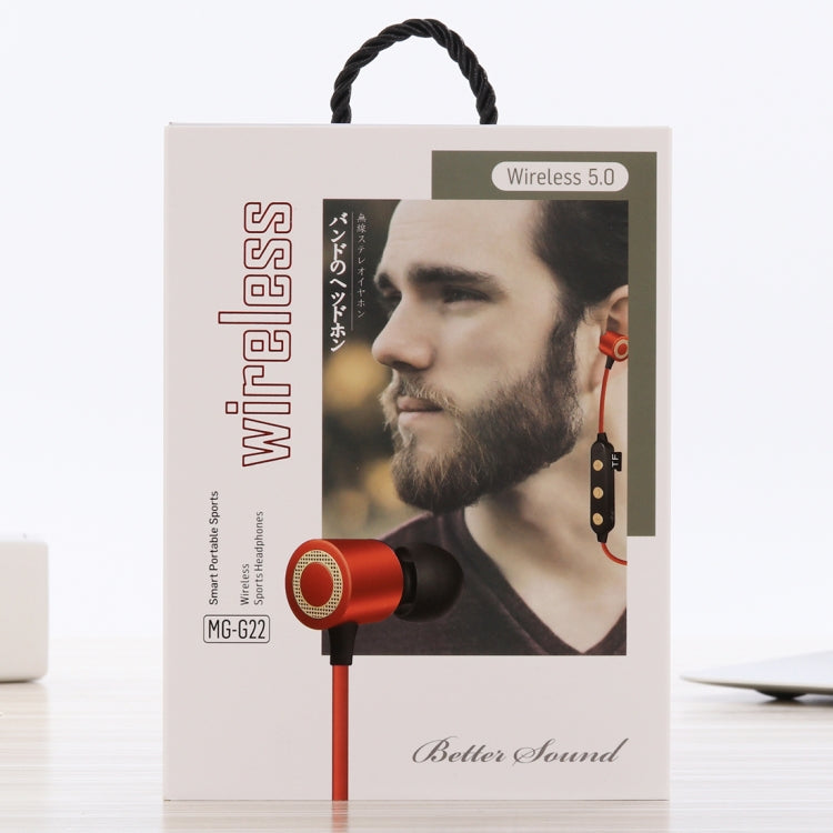 MG-G22 Portable Sports Magnetic Absorption Bluetooth V5.0 Bluetooth Headphones, Support TF Card(Red) by bashfashion