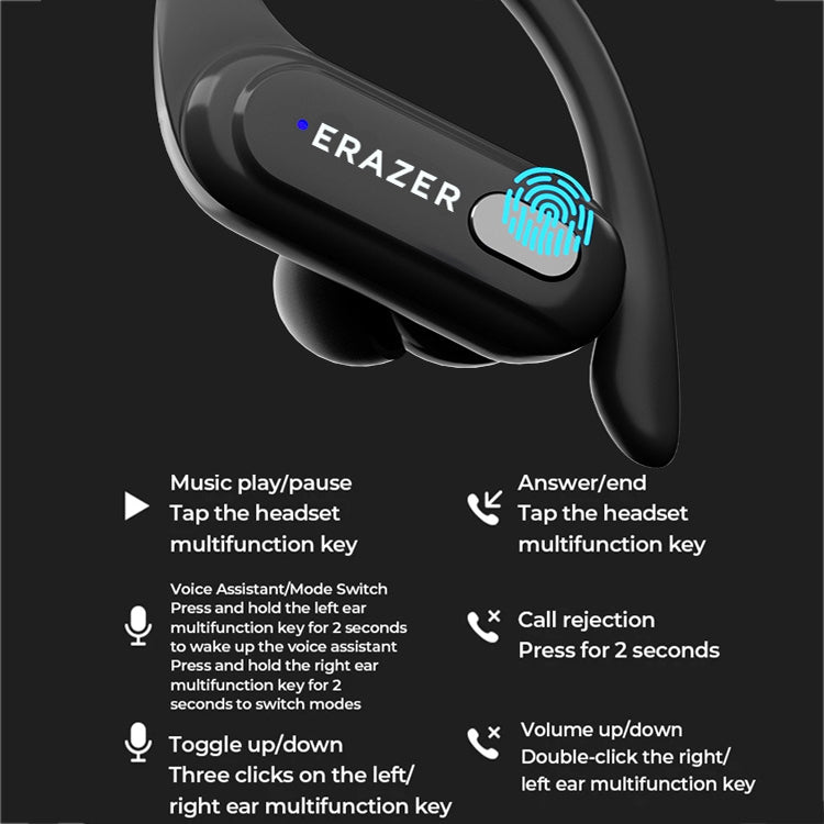 Lenovo Erazer XT60 Pro Bluetooth 5.3 Ear-mounted Sports Wireless Bluetooth Earphone (Black) by Lenovo