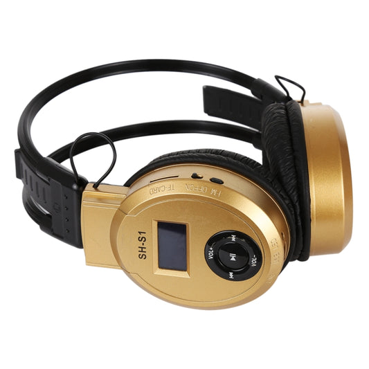 SH-S1 Folding Stereo HiFi Wireless Sports Headphone Headset with LCD Screen to Display Track Information & SD / TF Card, For Smart Phones & iPad & Laptop & Notebook & MP3 or Other Audio Devices(Gold) by bashfashion
