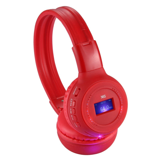 BS-N65 Headband Folding Stereo HiFi Wireless Headphone Headset with LCD Screen & TF Card Slot & LED Indicator Light & FM Function(Red) by bashfashion