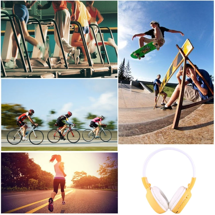 BS-N65 Headband Folding Stereo HiFi Wireless Headphone Headset with LCD Screen & TF Card Slot & LED Indicator Light & FM Function(Yellow) by bashfashion