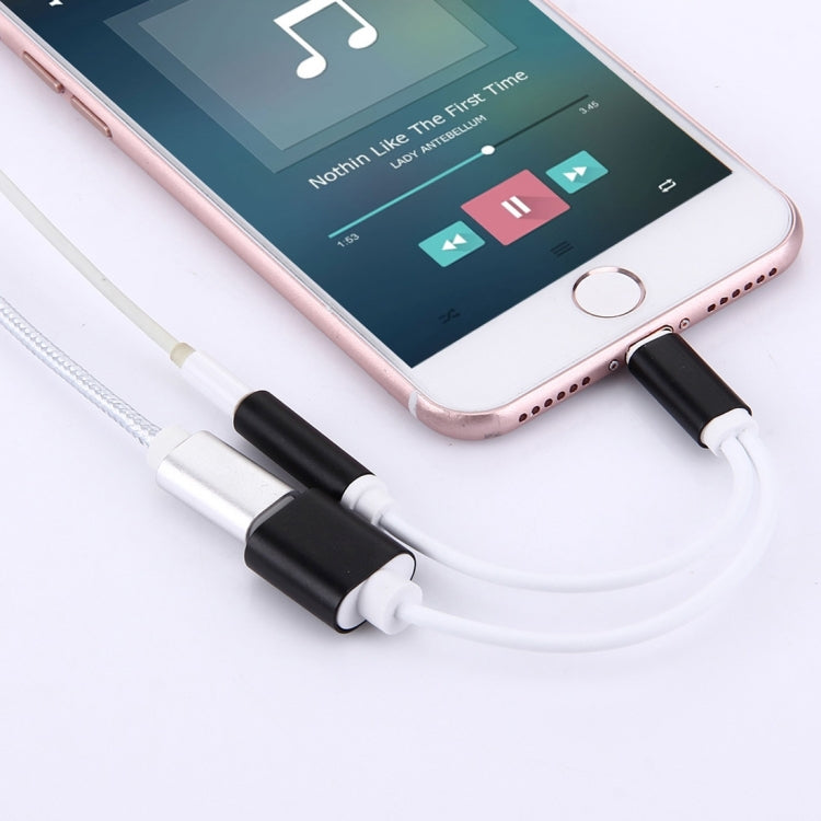 10cm 8 Pin Female & 3.5mm Audio Female to 8 Pin Male Charger Adapter Cable, Support All IOS Systems(Black) by bashfashion