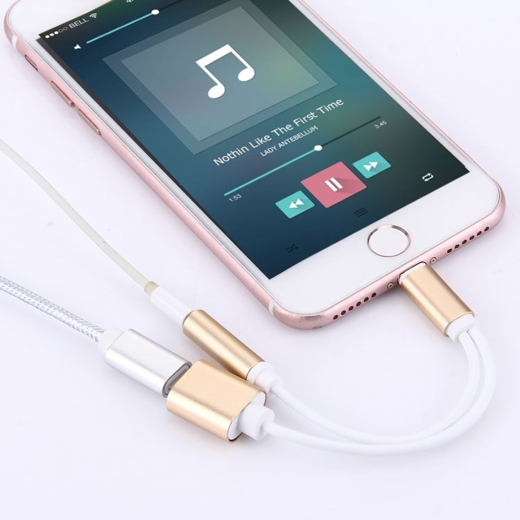 10cm 8 Pin Female & 3.5mm Audio Female to 8 Pin Male Charger Adapter Cable, Support All IOS Systems(Gold) by bashfashion