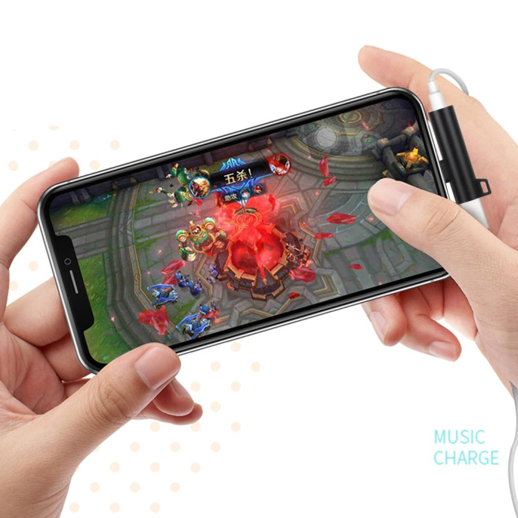 2 in 1 Ball Head Shape 8 Pin + 3.5mm to 8 Pin Male Charging Audio Adapter(Black) by bashfashion