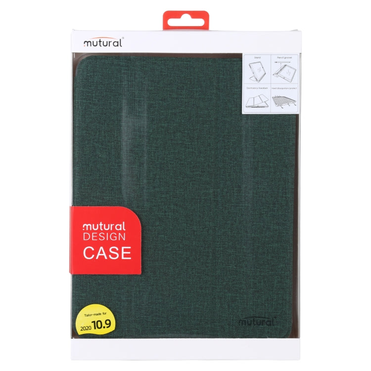 Mutural YASHI Series TPU + PU Cloth Pattern Texture Horizontal Flip Leather Case with Three-folding Holder & Pen Slot & Wake-up / Sleep Function For iPad Air 2022 / 2020 10.9(Green) by Mutural