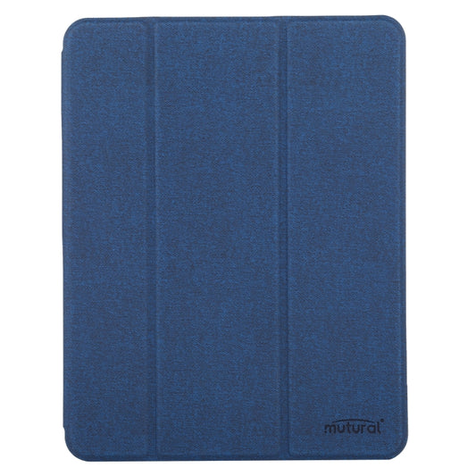 Mutural YASHI Series TPU + PU Cloth Pattern Texture Horizontal Flip Leather Case with Three-folding Holder & Pen Slot & Wake-up / Sleep Function For iPad Air 2022 / 2020 10.9(Blue) by Mutural
