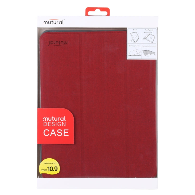 Mutural YASHI Series TPU + PU Cloth Pattern Texture Horizontal Flip Leather Case with Three-folding Holder & Pen Slot & Wake-up / Sleep Function For iPad Air 2022 / 2020 10.9(Red) by Mutural
