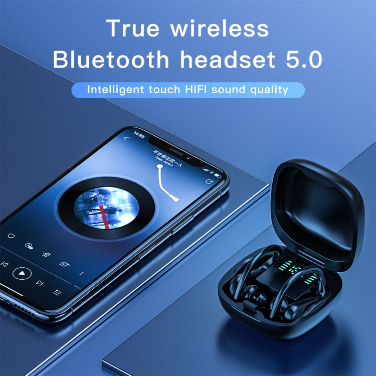 MD03 Wireless Ear-mounted Bluetooth Earphone with Charging Box & Digital Display, Support Touch & HD Call & Voice Assistant & NFC(Black) by bashfashion