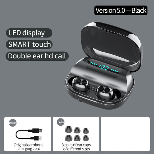 263 TWS CVC8.0 Noise Cancelling Bluetooth Earphone with Charging Box, Support Touch & Three-screen LED Battery Display & Phone Holder & Power Bank & HD Call & Voice Assistant(Black) by bashfashion
