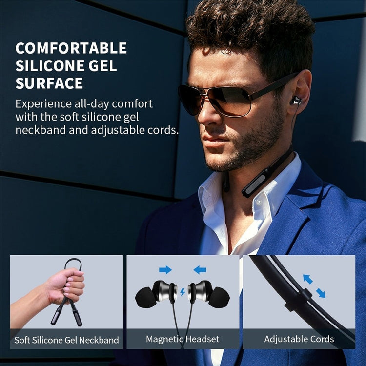 HT1 Magnetic In-Ear Wireless Bluetooth Stereo Headset(Black) by bashfashion