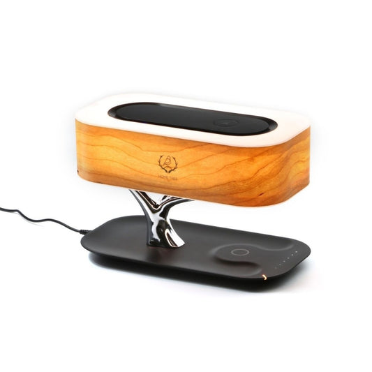 Tree Light Bluetooth Speaker Desk Lamp Phone Wireless Charger, EU Plug by bashfashion
