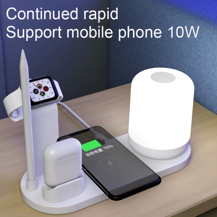 WS6 10W 2 USB Ports + USB-C / Type-C Port Multi-function Desk Lamp + Qi Wireless Charging Charger (White)