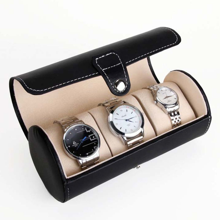 Portable Travel Watch Cylinder Protective Box Storage Bag(Black) by bashfashion