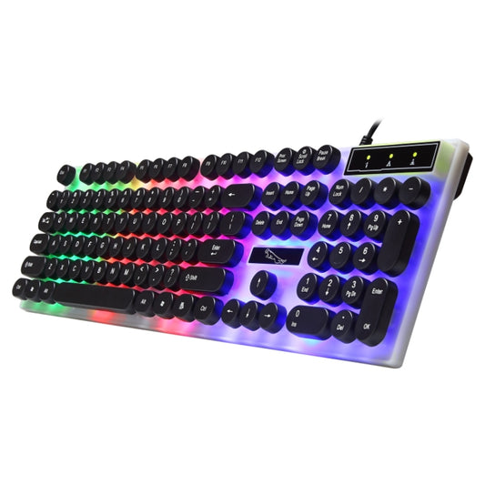 Chasing Leopard G21 USB 104-keys Waterproof Floating Round Punk Keycap Colorful Backlight Mechanical Feel Wired Keyboard, Length: 1.3m(Black) by Chasing Leopard