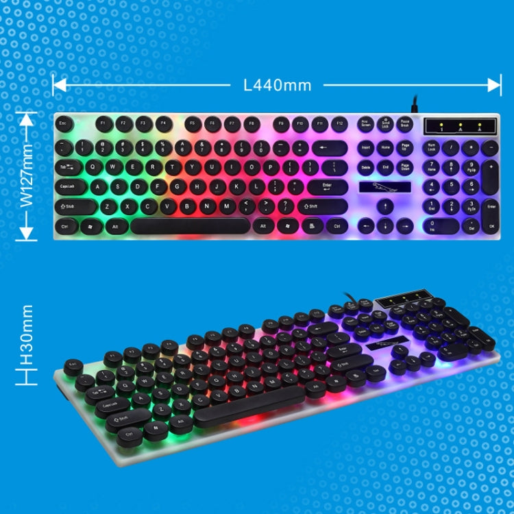 Chasing Leopard G21 USB 104-keys Waterproof Floating Round Punk Keycap Colorful Backlight Mechanical Feel Wired Keyboard, Length: 1.3m(White) by bashfashion