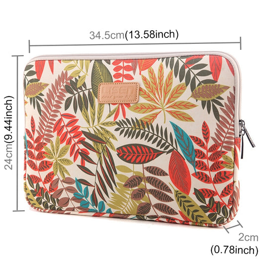 Lisen 13 inch Sleeve Case Colorful Leaves Zipper Briefcase Carrying Bag for Macbook, Samsung, Lenovo, Sony, DELL Alienware, CHUWI, ASUS, HP, 13 inch and Below Laptops(White) by bashfashion