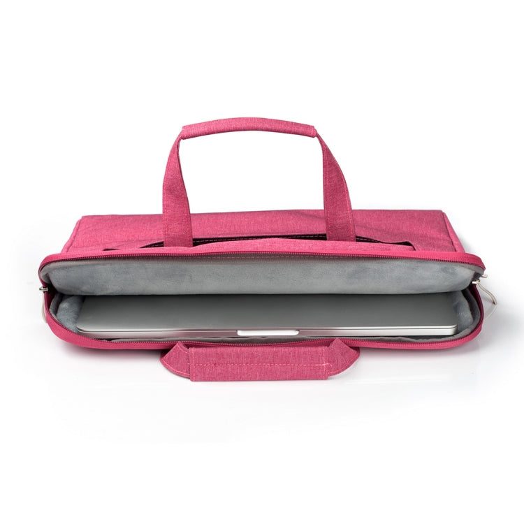 Portable One Shoulder Handheld Zipper Laptop Bag, For 13.3 inch and Below Macbook, Samsung, Lenovo, Sony, DELL Alienware, CHUWI, ASUS, HP (Magenta) by bashfashion
