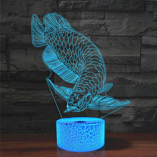 Fish Shape 3D Colorful LED Vision Light Table Lamp, USB Touch Version by bashfashion