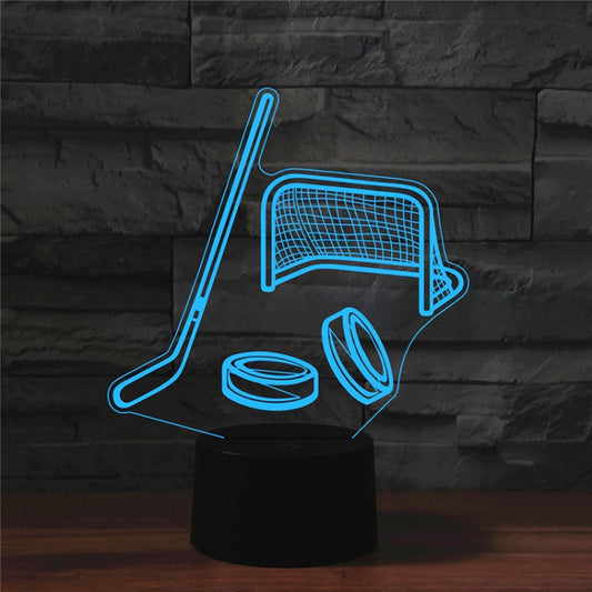 Ice Hockey Shape 3D Colorful LED Vision Light Table Lamp, Crack Touch Version by bashfashion