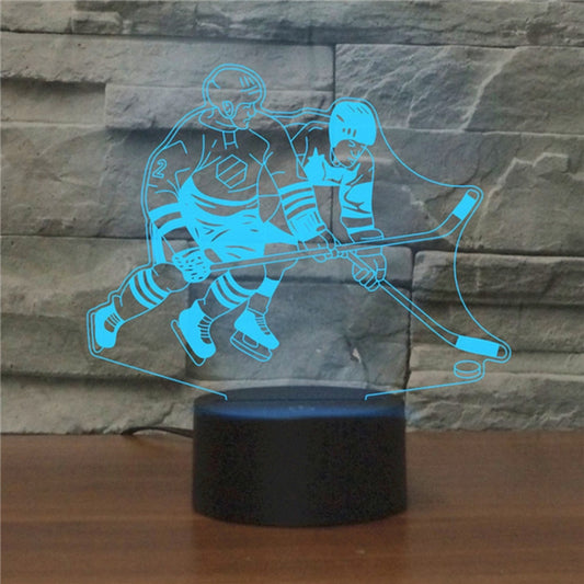 Playing Ice Hockey Shape 3D Colorful LED Vision Light Table Lamp, Charging Touch Version by bashfashion