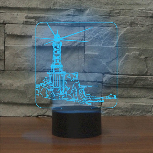 Lighthouse Shape 3D Colorful LED Vision Light Table Lamp, USB & Battery Version by bashfashion