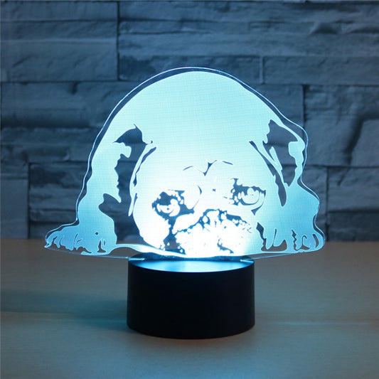 Prostrated Dog Shape 3D Colorful LED Vision Light Table Lamp, USB Touch Version by bashfashion