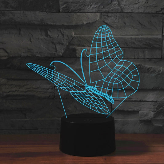 Butterfly Shape 3D Colorful LED Vision Light Table Lamp, Crack Remote Control Version by bashfashion