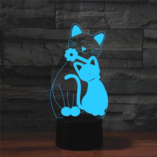Cat Shape 3D Colorful LED Vision Light Table Lamp, USB Touch Version by bashfashion