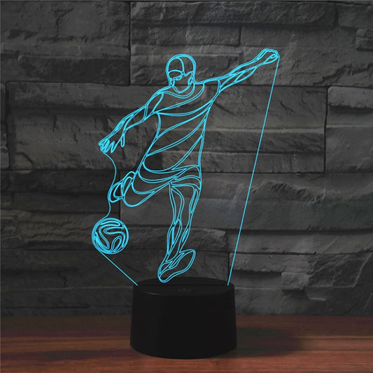 Playing Football Shape 3D Colorful LED Vision Light Table Lamp, Charging Touch Version by bashfashion